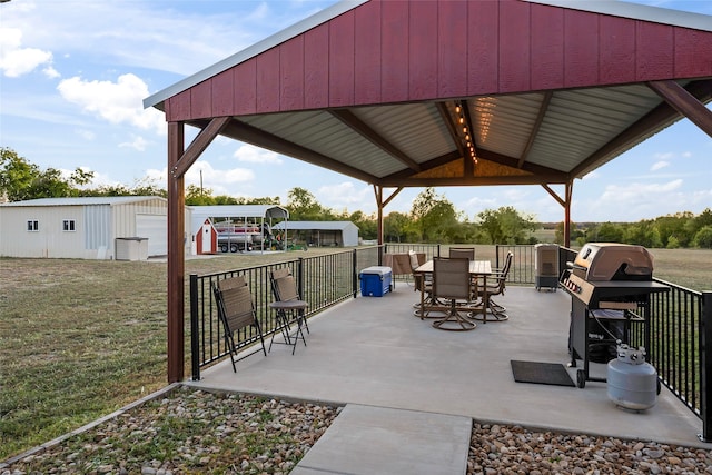 view of patio / terrace with a gazebo