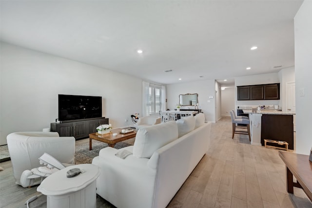 living room with light wood-type flooring