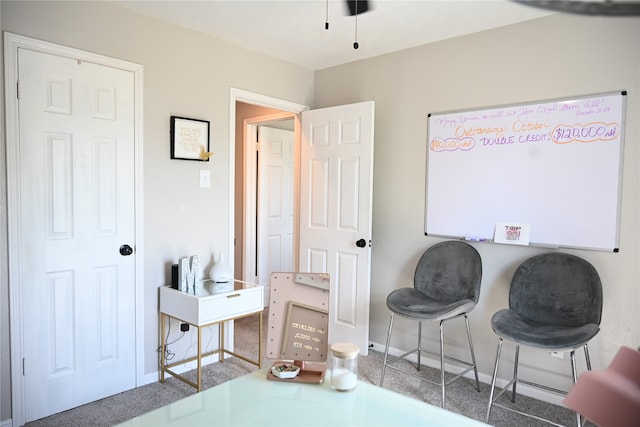 interior space featuring ceiling fan