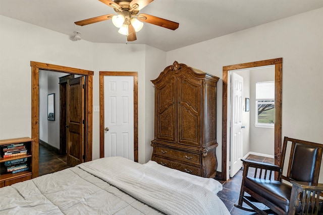 bedroom featuring ceiling fan