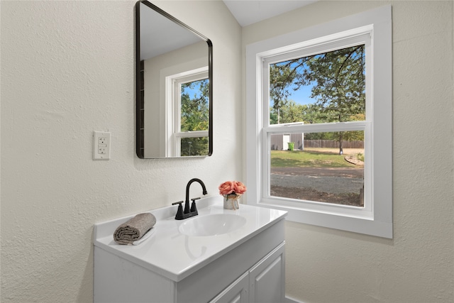 bathroom with vanity and plenty of natural light