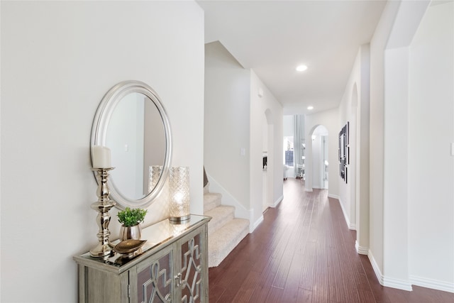 hall featuring dark hardwood / wood-style flooring