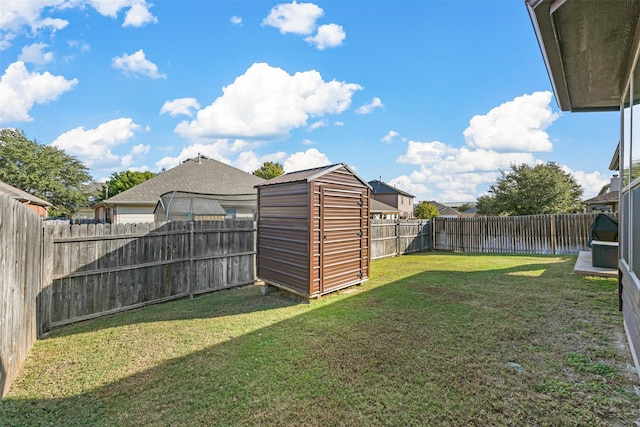 view of yard with a storage unit