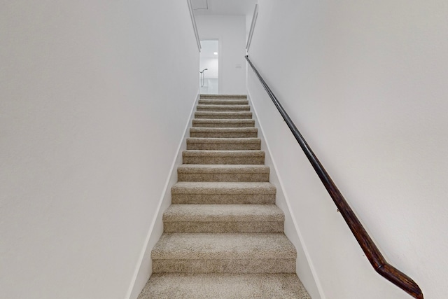 stairs featuring carpet floors