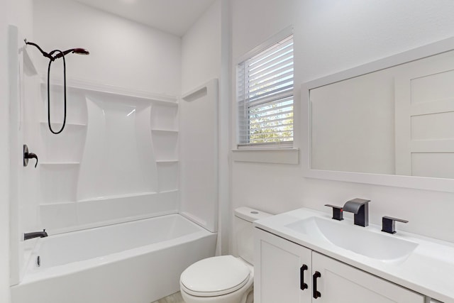 full bathroom with vanity, toilet, and shower / bath combination