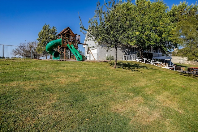 view of yard featuring a playground