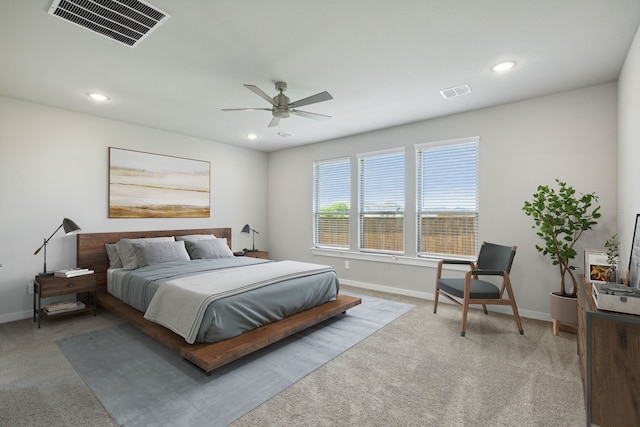 bedroom with carpet and ceiling fan