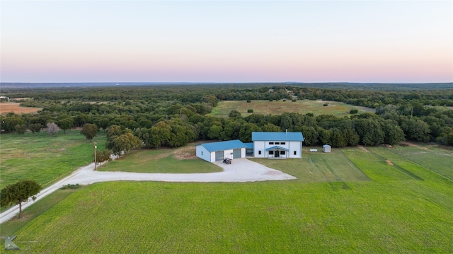 view of aerial view at dusk