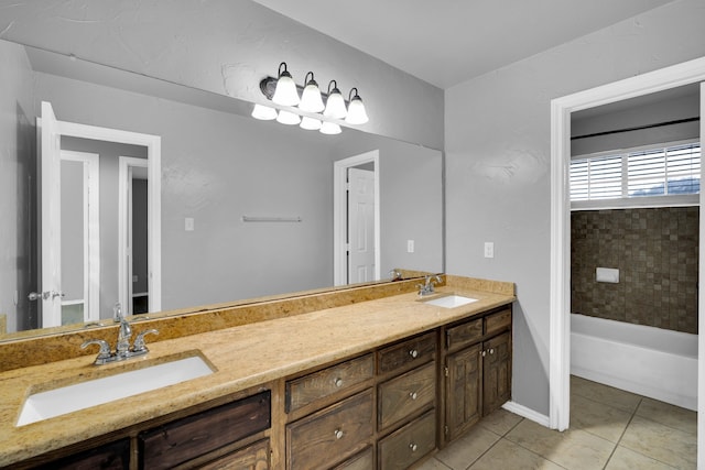 bathroom featuring vanity and tile patterned flooring