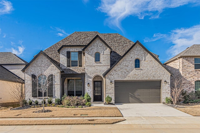 french country style house featuring a garage