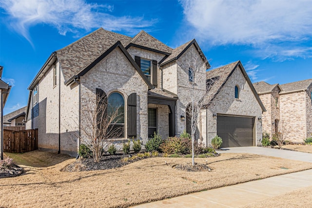 french country style house featuring a garage