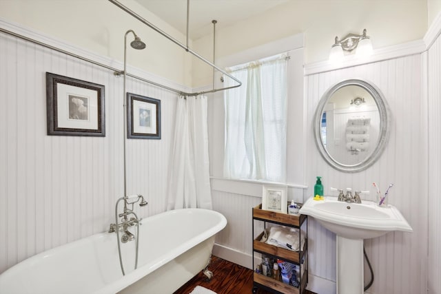 bathroom featuring sink and hardwood / wood-style floors