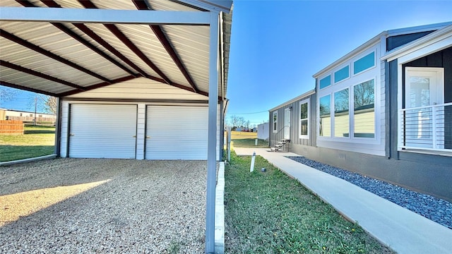 exterior space featuring a garage