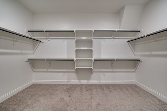 walk in closet with carpet