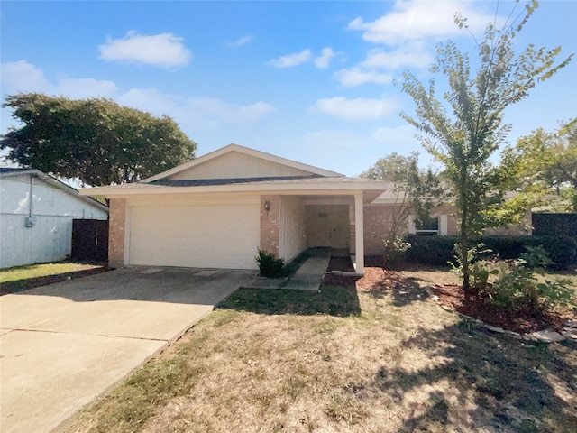 single story home with a garage