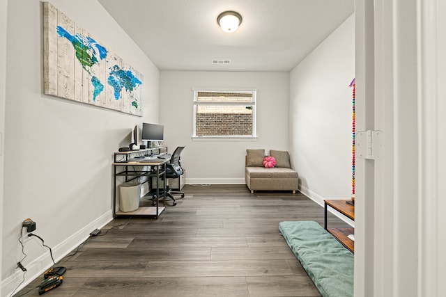 office area featuring hardwood / wood-style floors