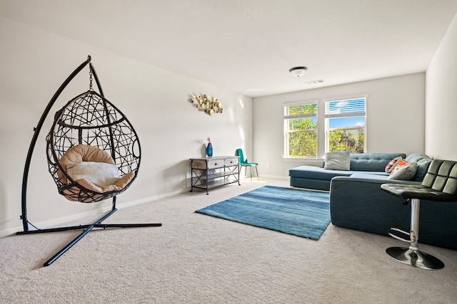 living room with carpet