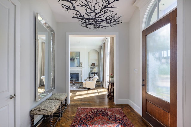 entryway with dark hardwood / wood-style floors