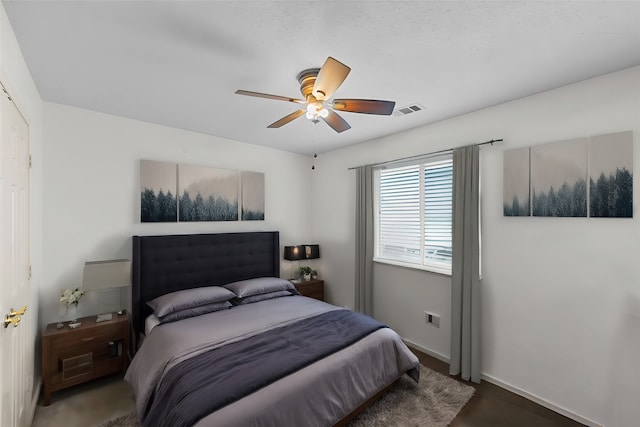 bedroom featuring ceiling fan