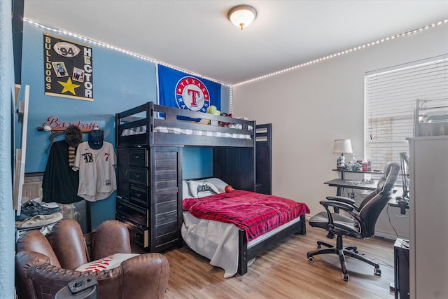 bedroom with hardwood / wood-style floors