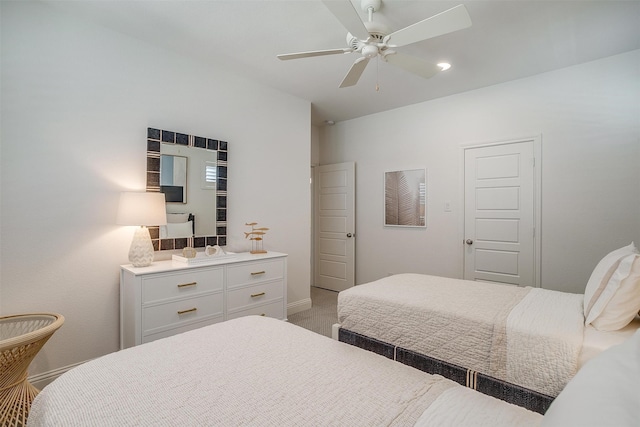 bedroom with carpet flooring and ceiling fan