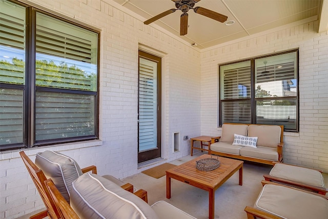 view of patio / terrace featuring outdoor lounge area and ceiling fan