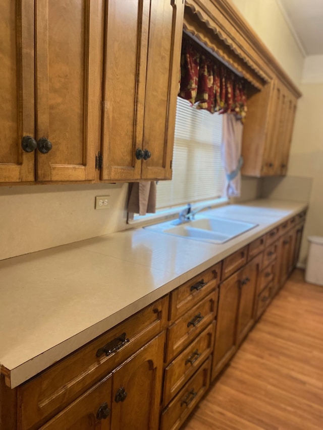 kitchen featuring sink and light wood-type flooring