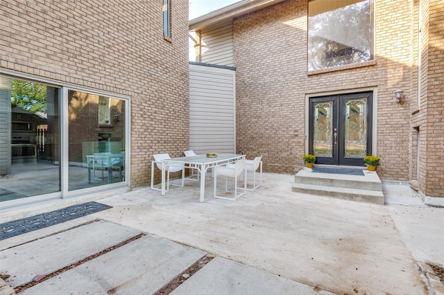 view of patio featuring french doors