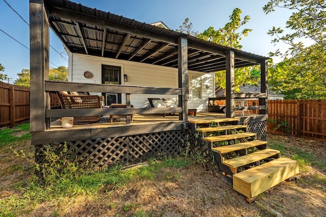 504 E Monterey St, Denison, TX 75021 - wooden terrace with a fenced backyard