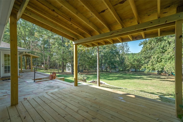 deck featuring a yard