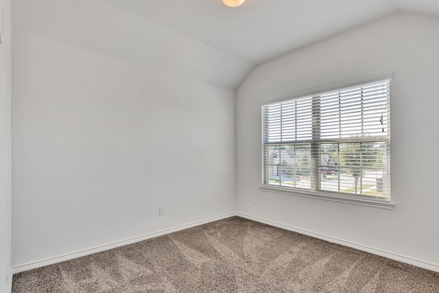 spare room with lofted ceiling and carpet floors