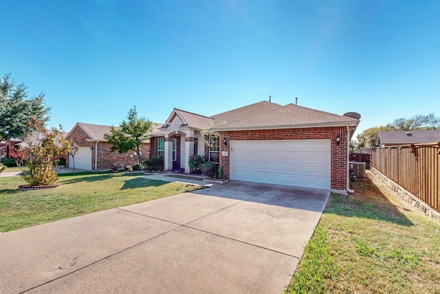 ranch-style house with a front lawn and a garage