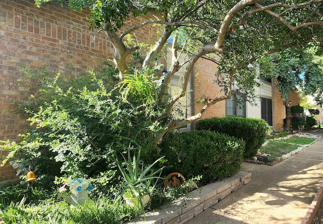 view of side of home featuring brick siding