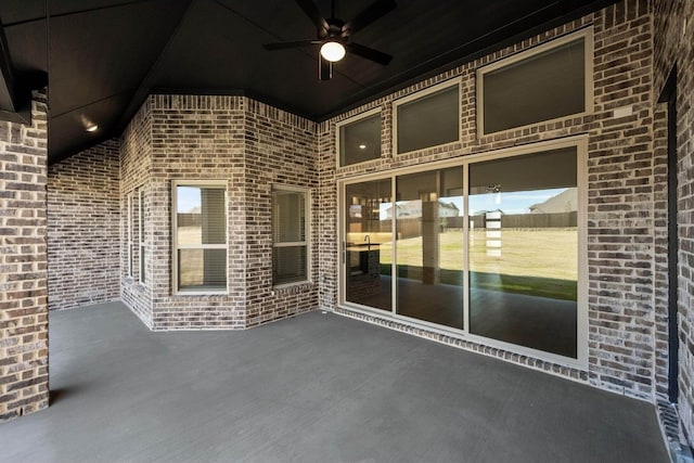 view of patio / terrace featuring ceiling fan