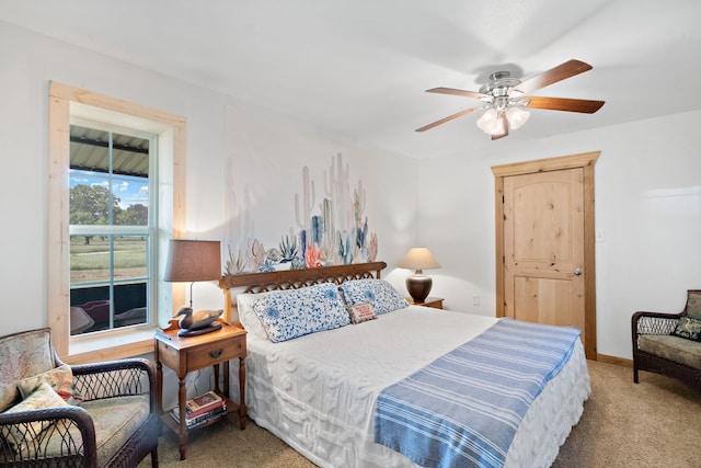 bedroom with carpet and ceiling fan