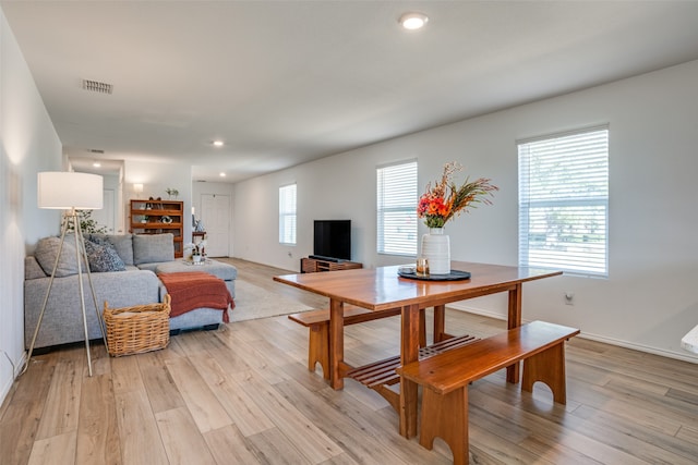 living room with light wood-type flooring