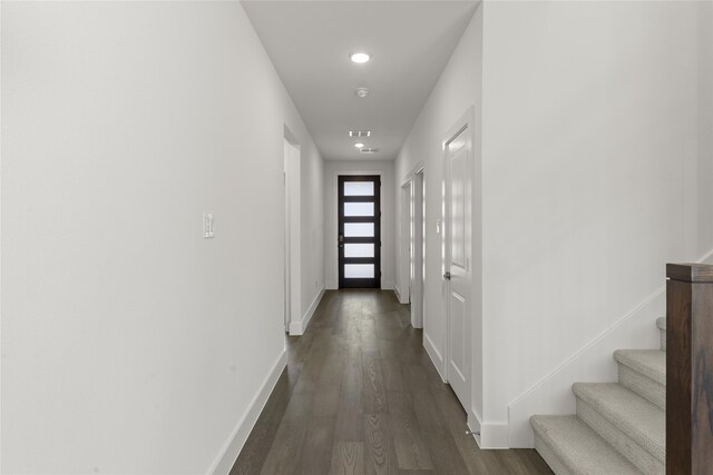 hall featuring dark hardwood / wood-style flooring