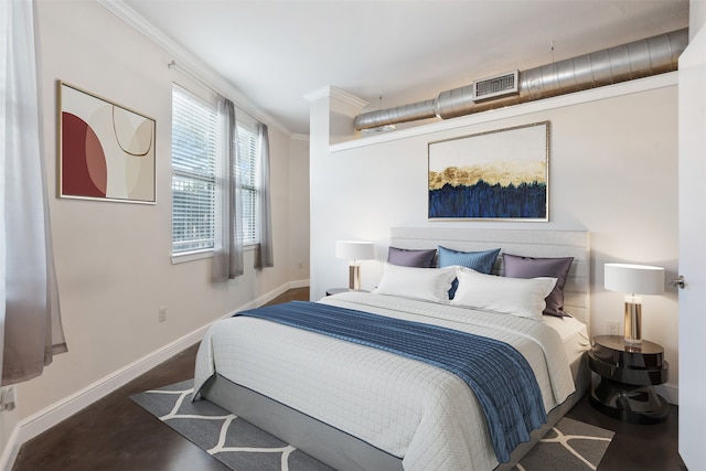 bedroom featuring crown molding