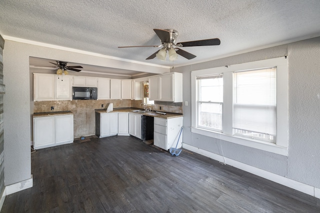 kitchen with sink, backsplash, dark hardwood / wood-style flooring, and white cabinets