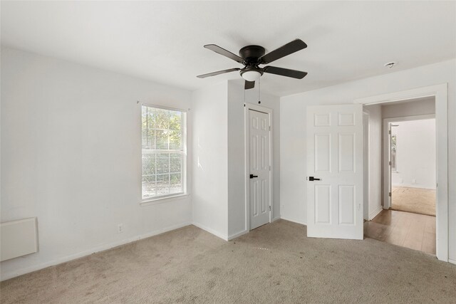 820 Allen St, Denton, TX 76205 - unfurnished bedroom featuring baseboards, carpet, ceiling fan, and a closet