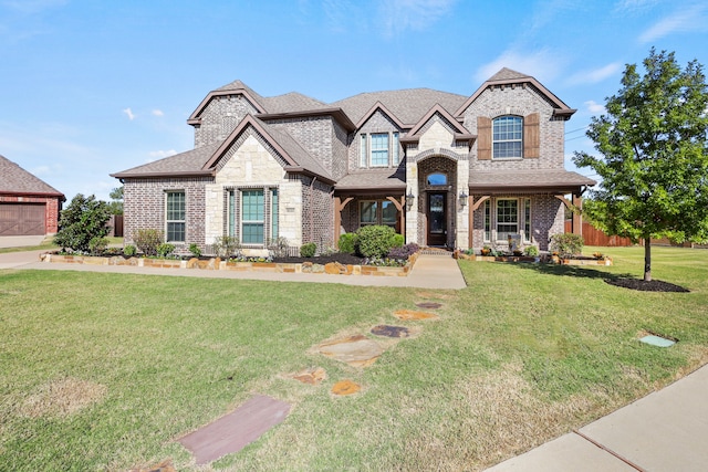 view of front of property featuring a front lawn