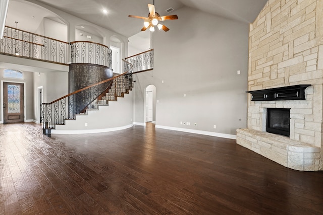 unfurnished dining area featuring dark hardwood / wood-style flooring and a notable chandelier