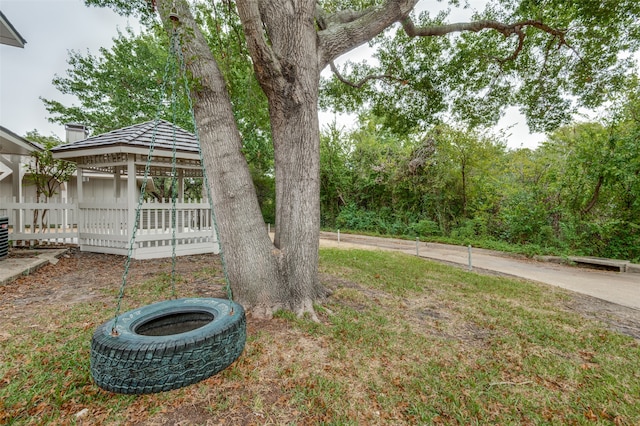 view of yard with a gazebo