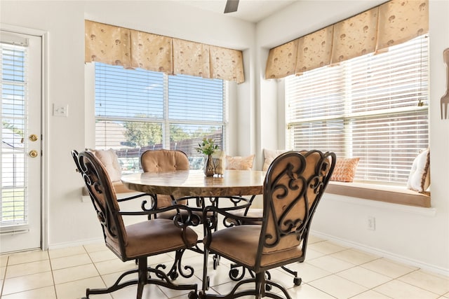 view of tiled dining space