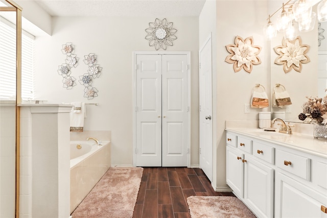 bathroom with vanity and a bathing tub