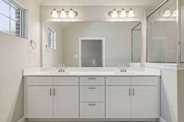 bathroom with vanity and a healthy amount of sunlight