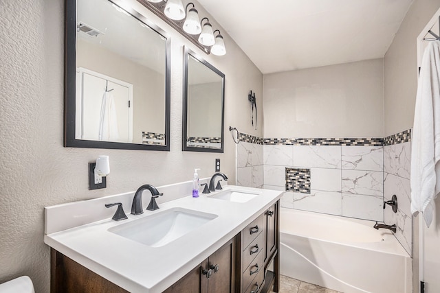 bathroom featuring vanity and tile patterned flooring