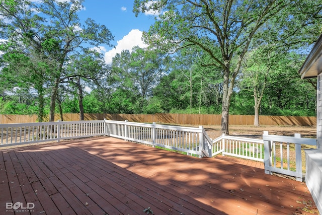 wooden deck featuring a fenced backyard