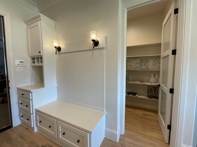 mudroom featuring light wood-type flooring