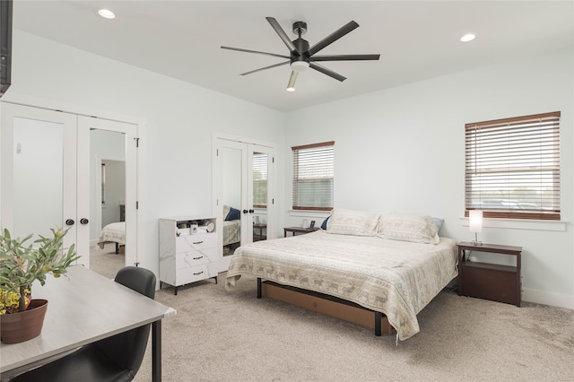 bedroom featuring carpet flooring and ceiling fan